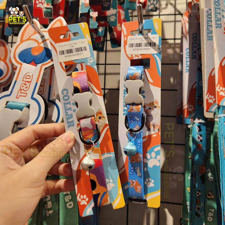 Vòng Cổ T&D Diamonds Lucky Cho Chó Mèo, Có Chuông Lục Lạc, Đa Dạng Mẫu / Màu / Size