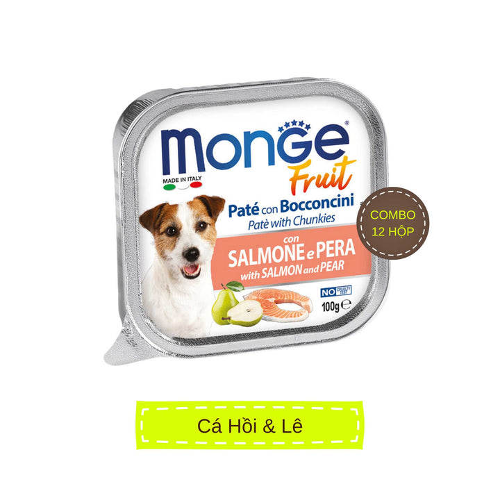 [Combo 12-24 hộp] Pate cho chó Monge nhiều vị, nhập khẩu từ Ý, 100g