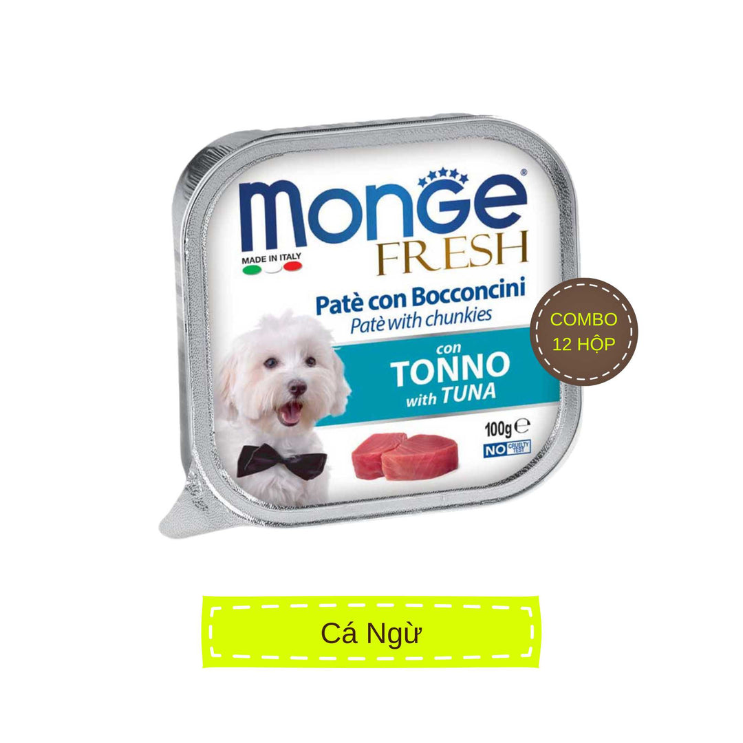 [Combo 12-24 hộp] Pate cho chó Monge nhiều vị, nhập khẩu từ Ý, 100g