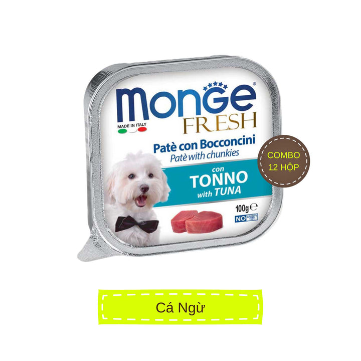 [Combo 12-24 hộp] Pate cho chó Monge nhiều vị, nhập khẩu từ Ý, 100g