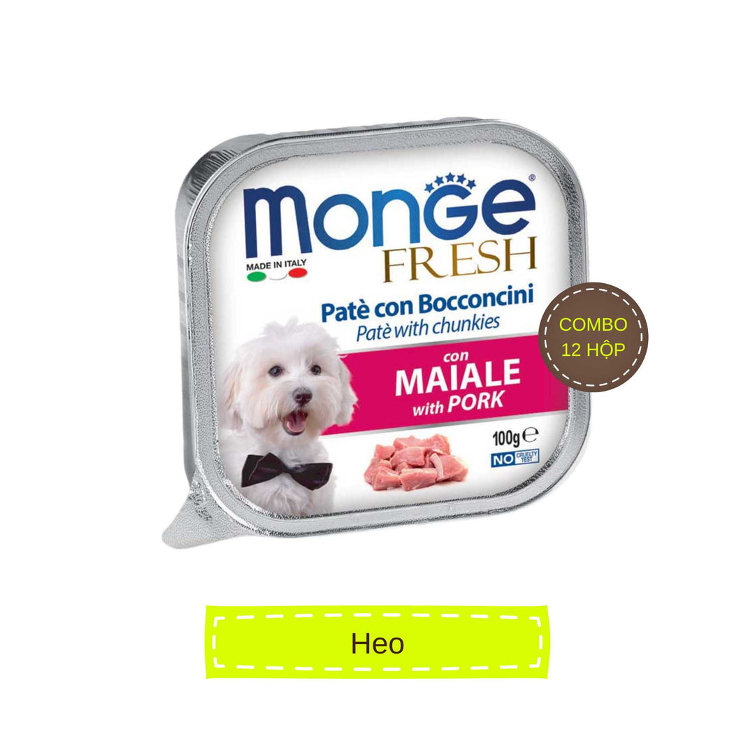 [Combo 12-24 hộp] Pate cho chó Monge nhiều vị, nhập khẩu từ Ý, 100g