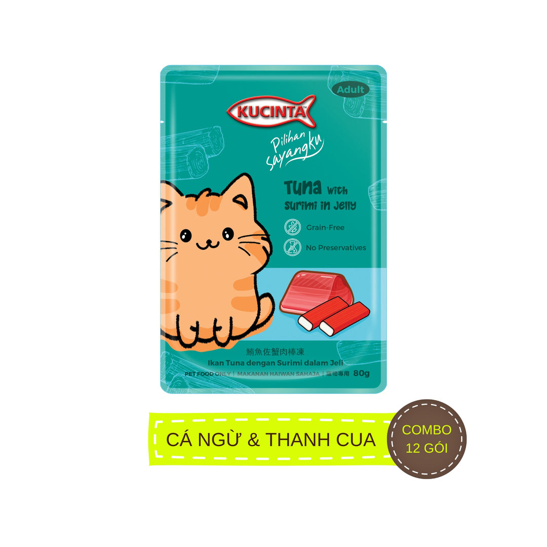 [Combo 12 - 24 Gói] Pate Kucinta Cho MèoTrưởng Thành, Gói 80g