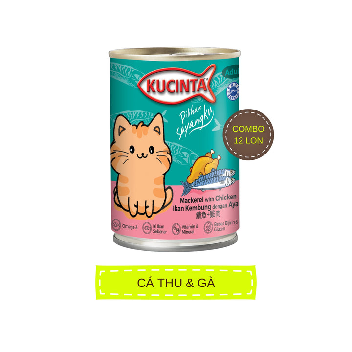 [Combo 12 - 24 Lon] Pate Kucinta Cho Mèo, Lon Lớn 400g Tiết Kiệm