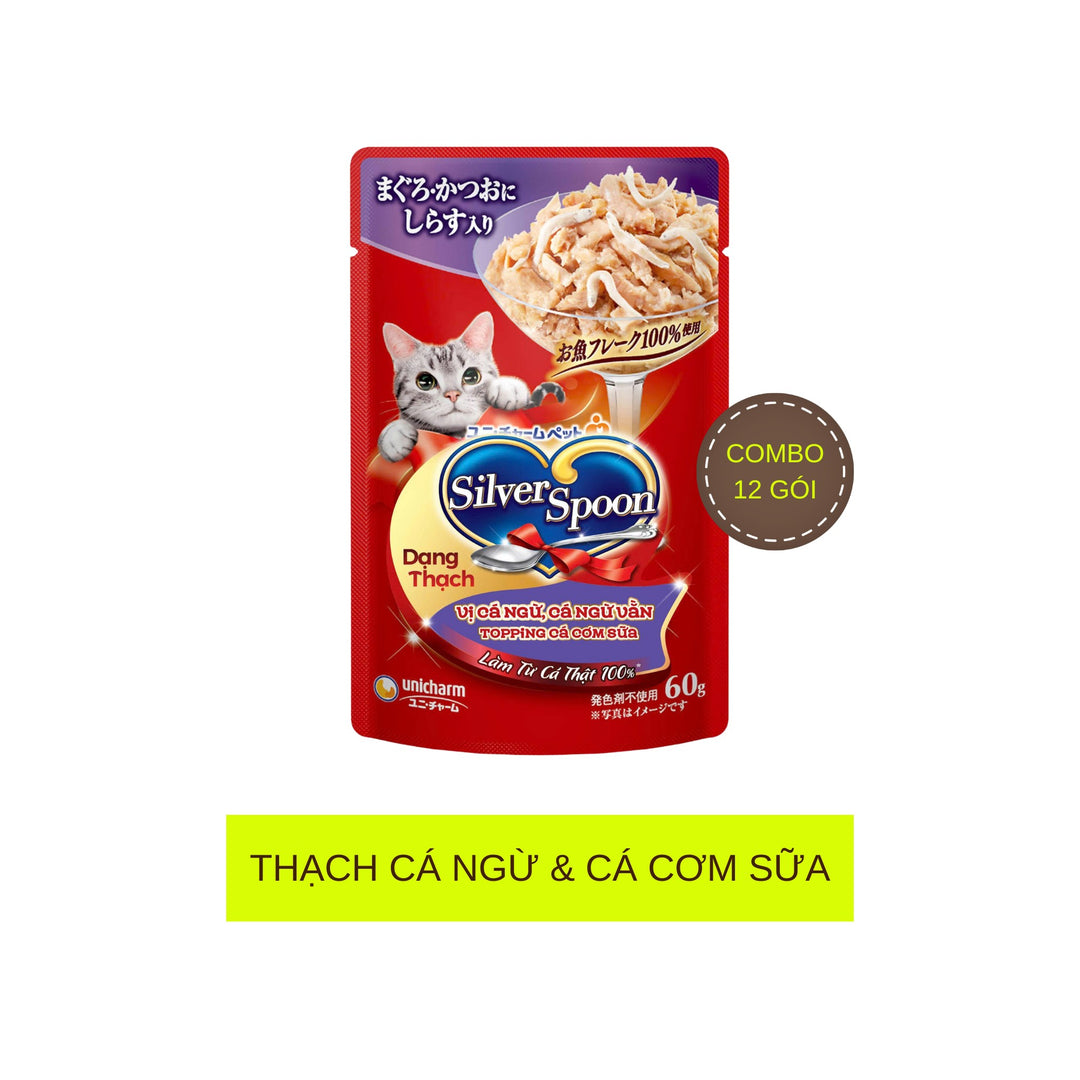 Combo 12 - 24 Gói Pate Mèo Silver Spoon cho mèo từ 6 tháng tuổi, Gói 60g