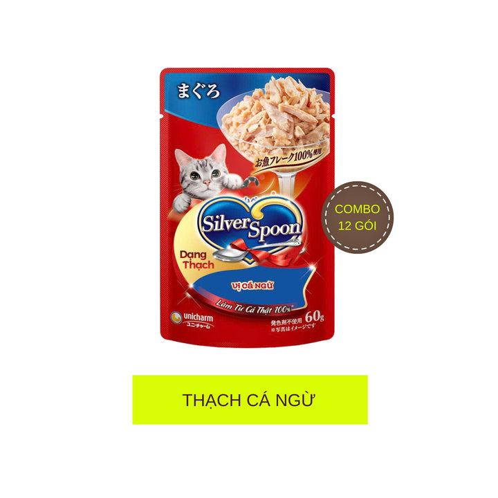Combo 12 - 24 Gói Pate Mèo Silver Spoon cho mèo từ 6 tháng tuổi, Gói 60g