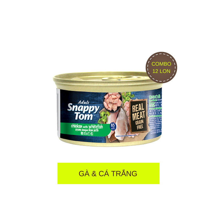 [Combo 12 - 24 Lon] Pate Mèo Cao Cấp Snappy Tom Premium, Lon 85g