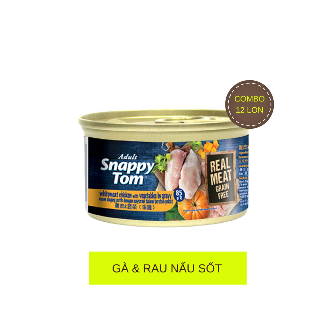 [Combo 12 - 24 Lon] Pate Mèo Cao Cấp Snappy Tom Premium, Lon 85g