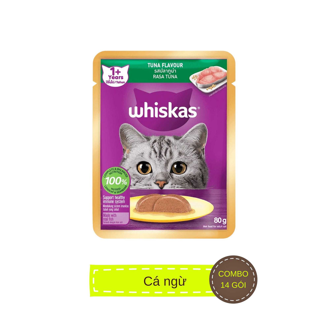 [Combo 14–28 gói] Pate Whiskas Mèo Trưởng Thành Gói 80G
