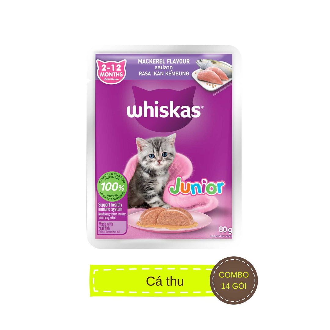 [Combo 14-28 gói] Pate Whiskas Mèo Con Gói 80G Nhiều Vị