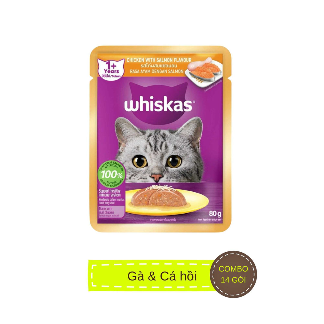 [Combo 14–28 gói] Pate Whiskas Mèo Trưởng Thành Gói 80G