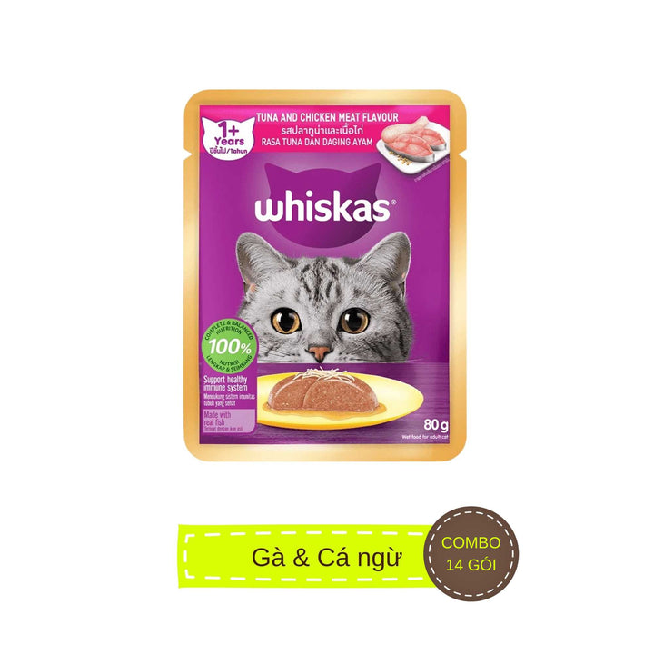 [Combo 14–28 gói] Pate Whiskas Mèo Trưởng Thành Gói 80G