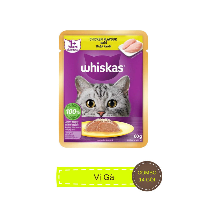 [Combo 14–28 gói] Pate Whiskas Mèo Trưởng Thành Gói 80G