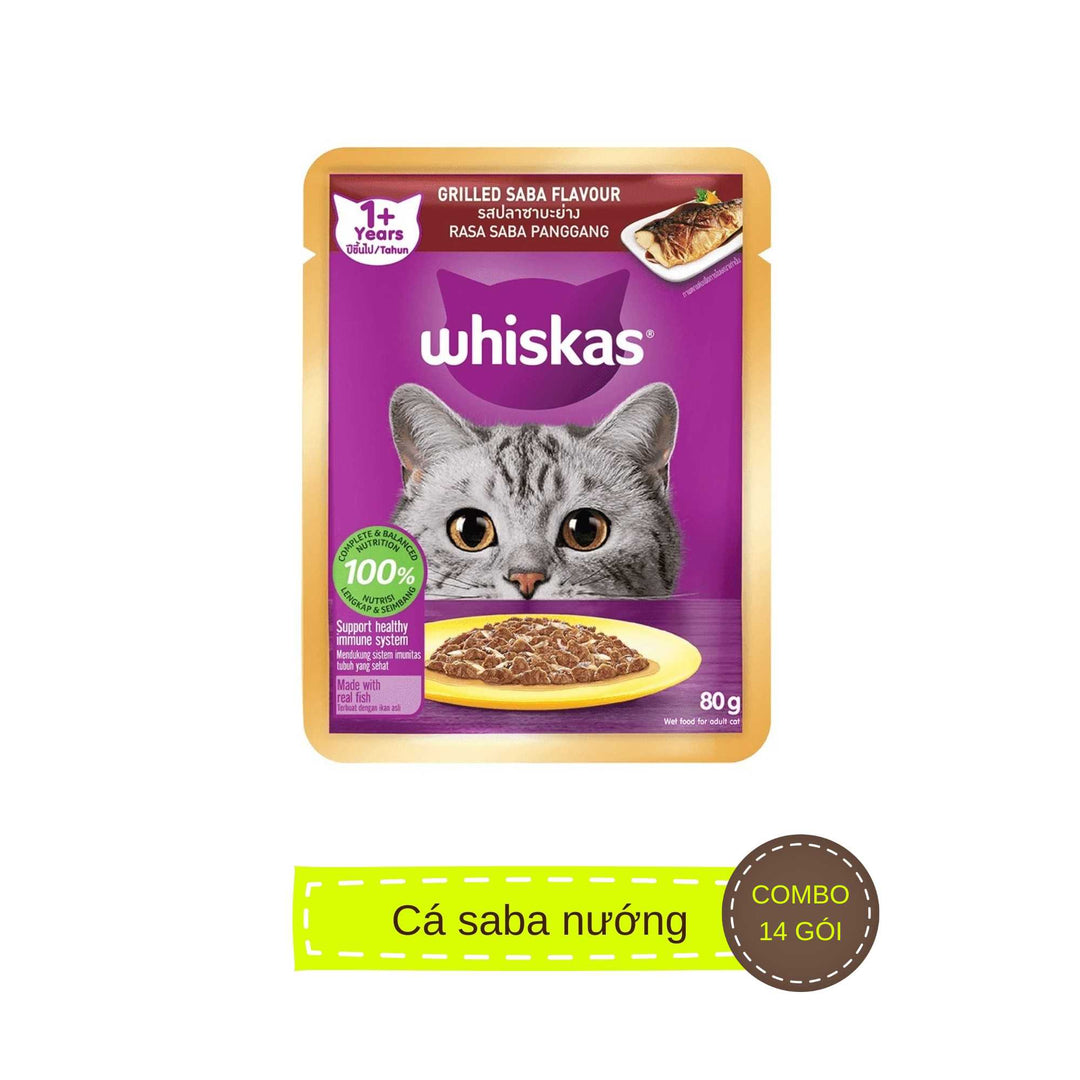 [Combo 14–28 gói] Pate Whiskas Mèo Trưởng Thành Gói 80G