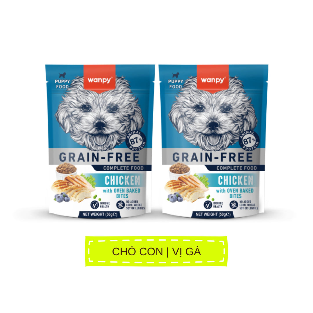 Hạt Wanpy Cho Chó Mèo, Mix Viên Thịt Nướng, Không Ngũ Cốc, Nhiều Vị, Túi 500g