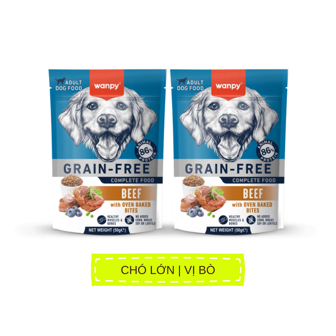 Hạt Wanpy Cho Chó Mèo, Mix Viên Thịt Nướng, Không Ngũ Cốc, Nhiều Vị, Túi 500g