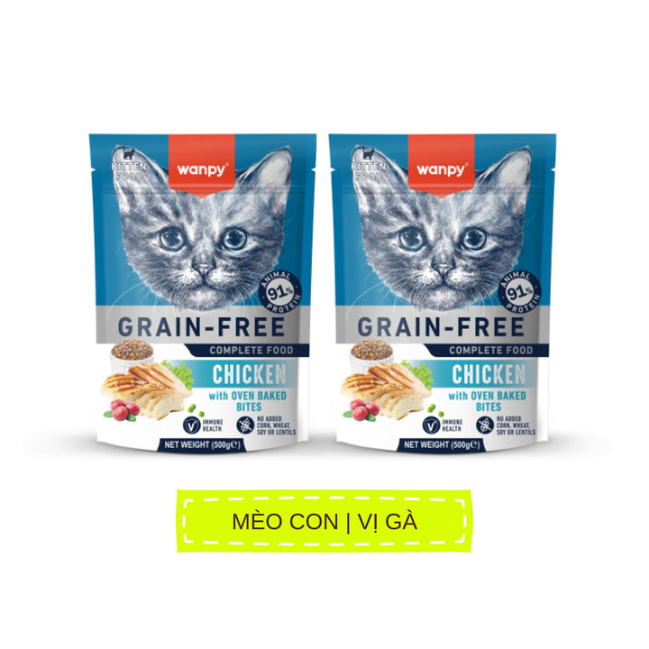 Hạt Wanpy Cho Chó Mèo, Mix Viên Thịt Nướng, Không Ngũ Cốc, Nhiều Vị, Túi 500g