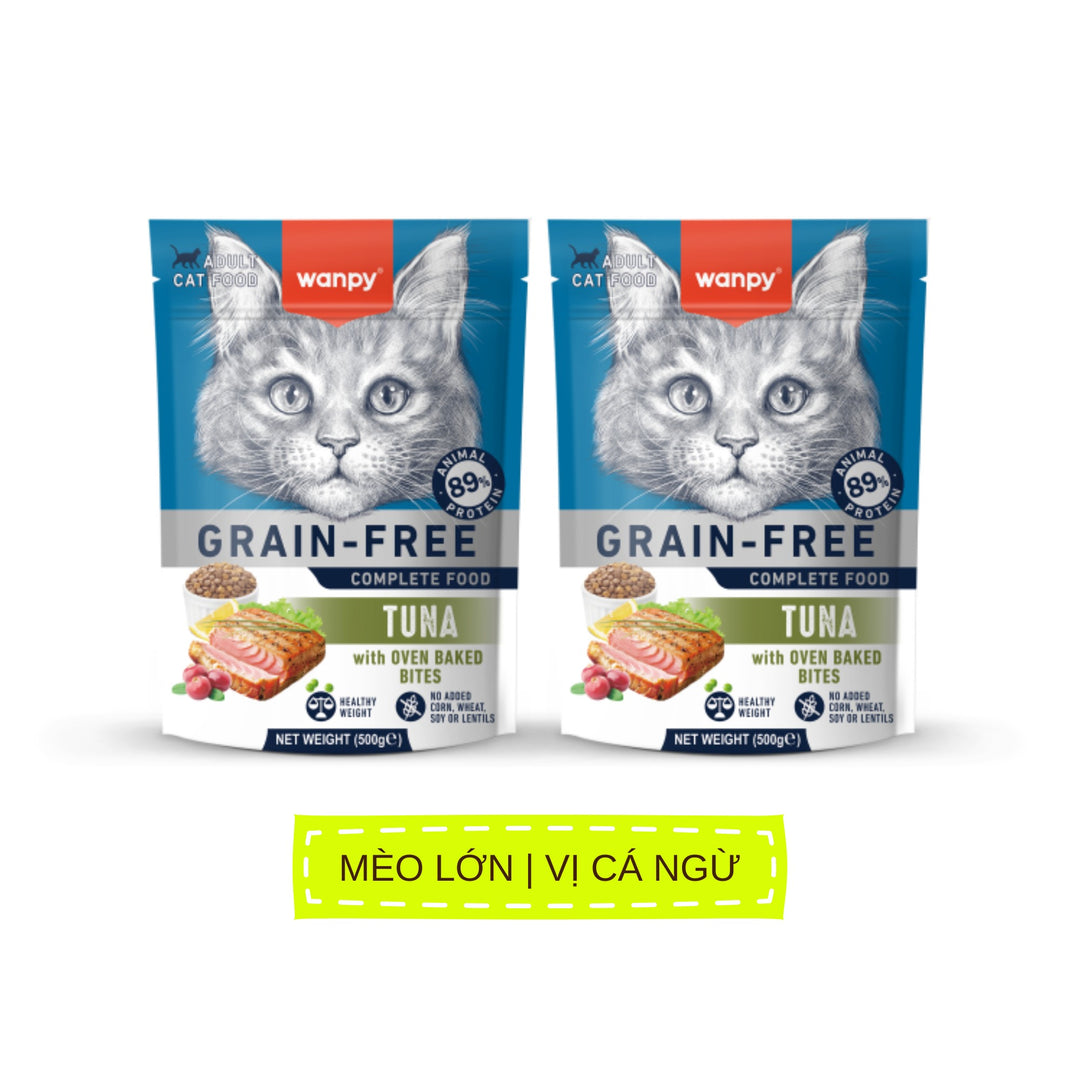 Hạt Wanpy Cho Chó Mèo, Mix Viên Thịt Nướng, Không Ngũ Cốc, Nhiều Vị, Túi 500g