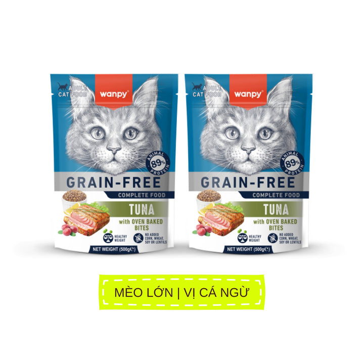 Hạt Wanpy Cho Chó Mèo, Mix Viên Thịt Nướng, Không Ngũ Cốc, Nhiều Vị, Túi 500g