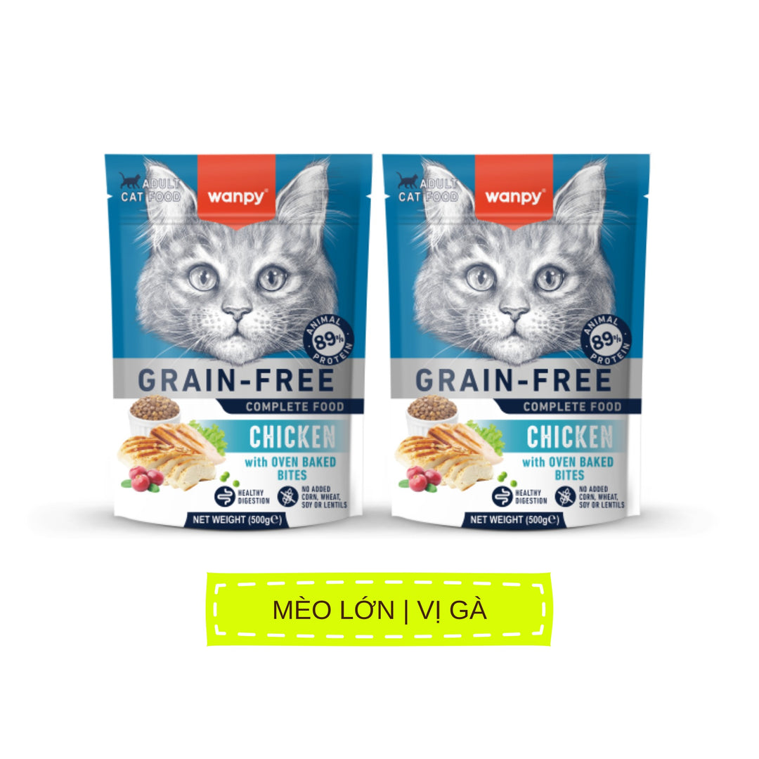 Hạt Wanpy Cho Chó Mèo, Mix Viên Thịt Nướng, Không Ngũ Cốc, Nhiều Vị, Túi 500g