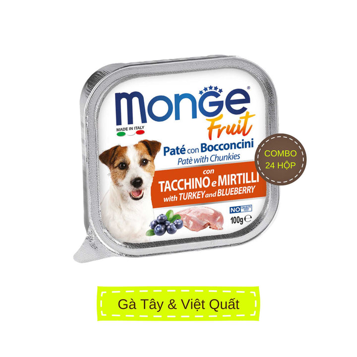 [Combo 12-24 hộp] Pate cho chó Monge nhiều vị, nhập khẩu từ Ý, 100g