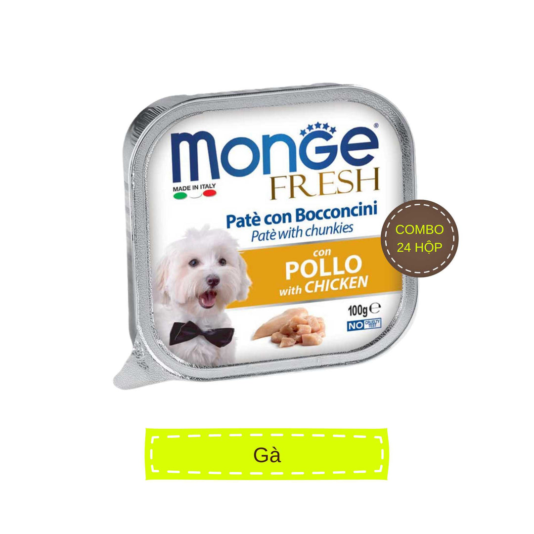 [Combo 12-24 hộp] Pate cho chó Monge nhiều vị, nhập khẩu từ Ý, 100g