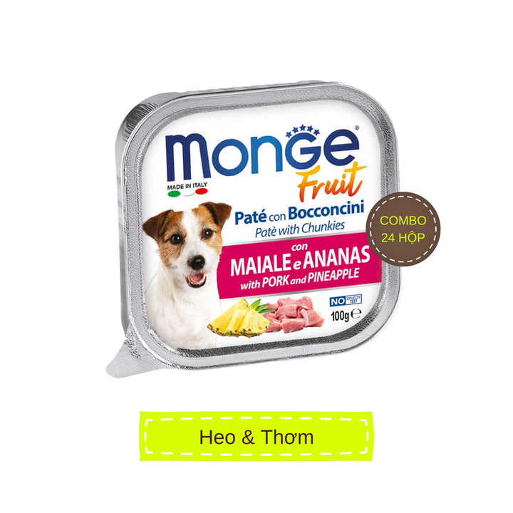 [Combo 12-24 hộp] Pate cho chó Monge nhiều vị, nhập khẩu từ Ý, 100g