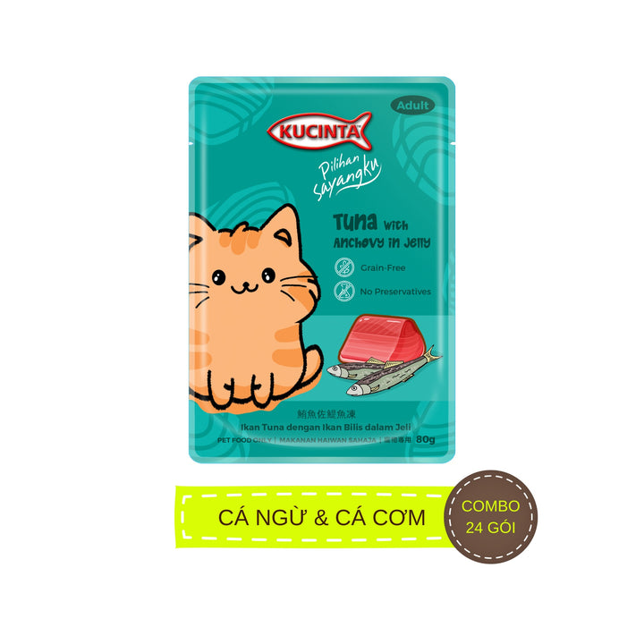 [Combo 12 - 24 Gói] Pate Kucinta Cho MèoTrưởng Thành, Gói 80g