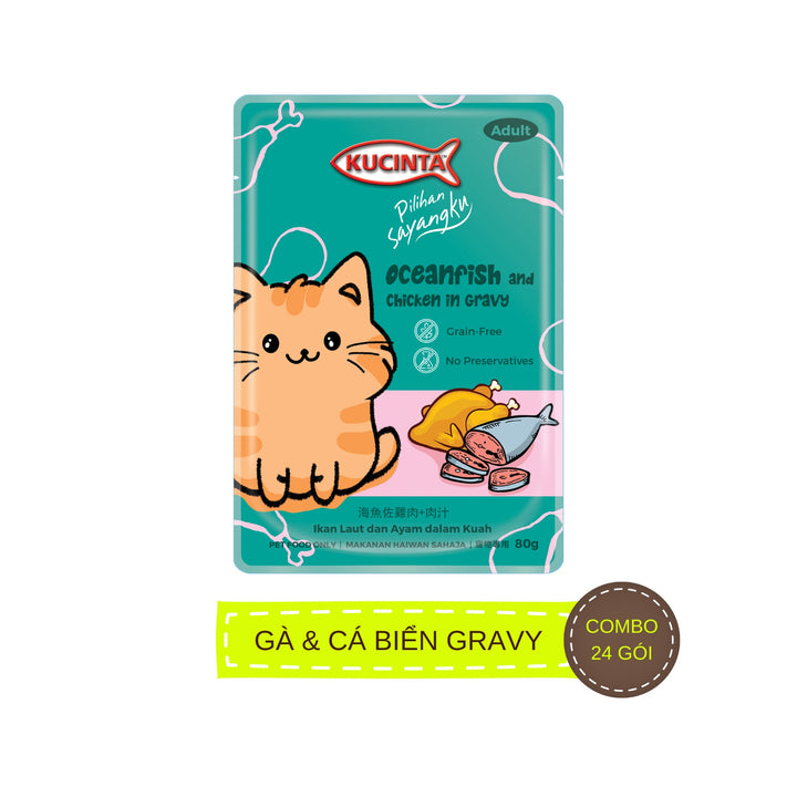 [Combo 12 - 24 Gói] Pate Kucinta Cho MèoTrưởng Thành, Gói 80g