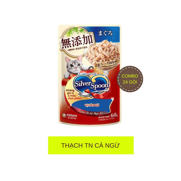 Combo 12 - 24 Gói Pate Mèo Silver Spoon cho mèo từ 6 tháng tuổi, Gói 60g