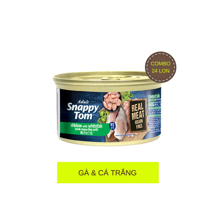 [Combo 12 - 24 Lon] Pate Mèo Cao Cấp Snappy Tom Premium, Lon 85g