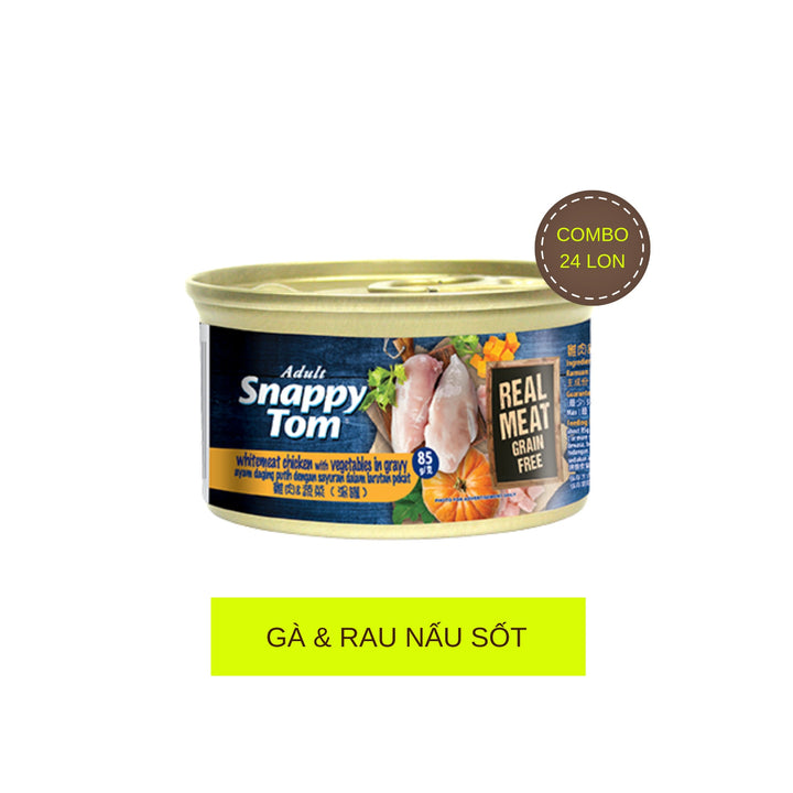 [Combo 12 - 24 Lon] Pate Mèo Cao Cấp Snappy Tom Premium, Lon 85g