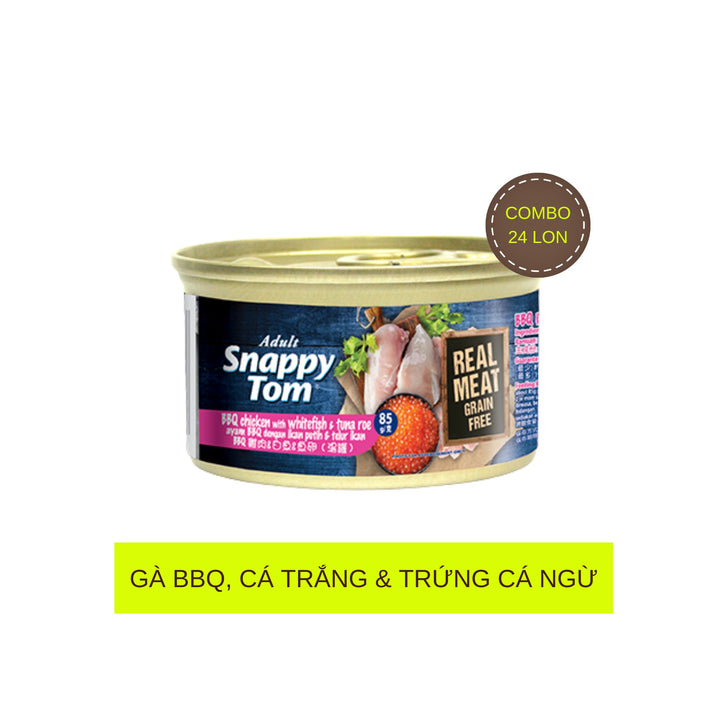 [Combo 12 - 24 Lon] Pate Mèo Cao Cấp Snappy Tom Premium, Lon 85g