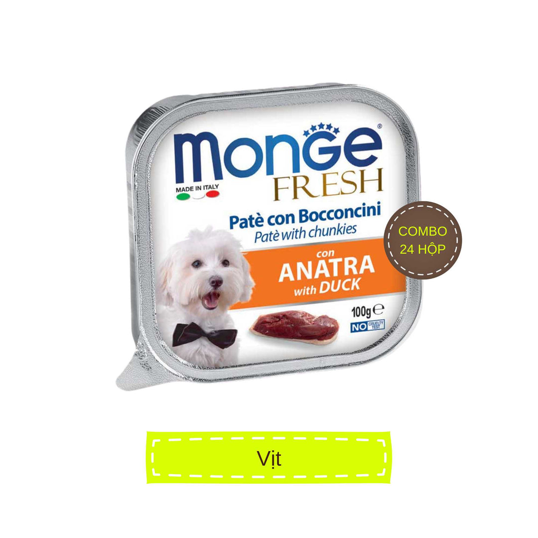[Combo 12-24 hộp] Pate cho chó Monge nhiều vị, nhập khẩu từ Ý, 100g