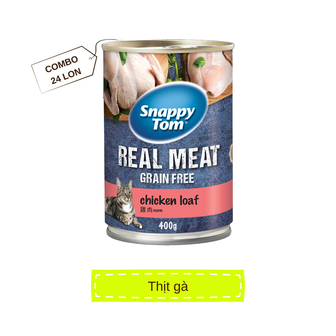 [Thùng 24 Lon] Pate Snappy Tom Real Fish Mèo Lon 400G