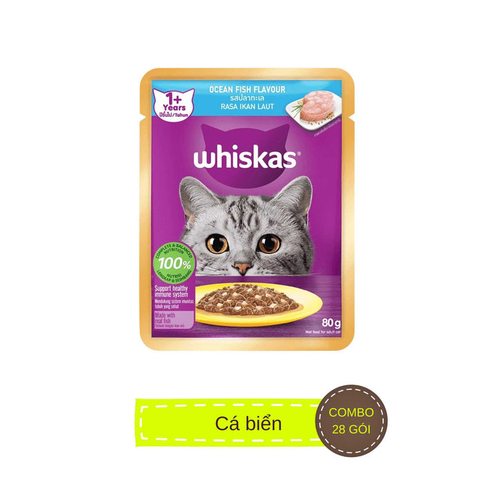 [Combo 14–28 gói] Pate Whiskas Mèo Trưởng Thành Gói 80G