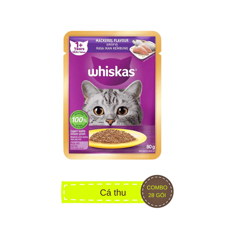 [Combo 14–28 gói] Pate Whiskas Mèo Trưởng Thành Gói 80G