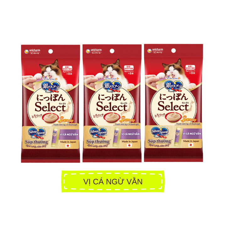 Súp Thưởng Mèo Silver Spoon, Dạng Thanh, Nhiều Vị, Gói 8 Thanh x 6g