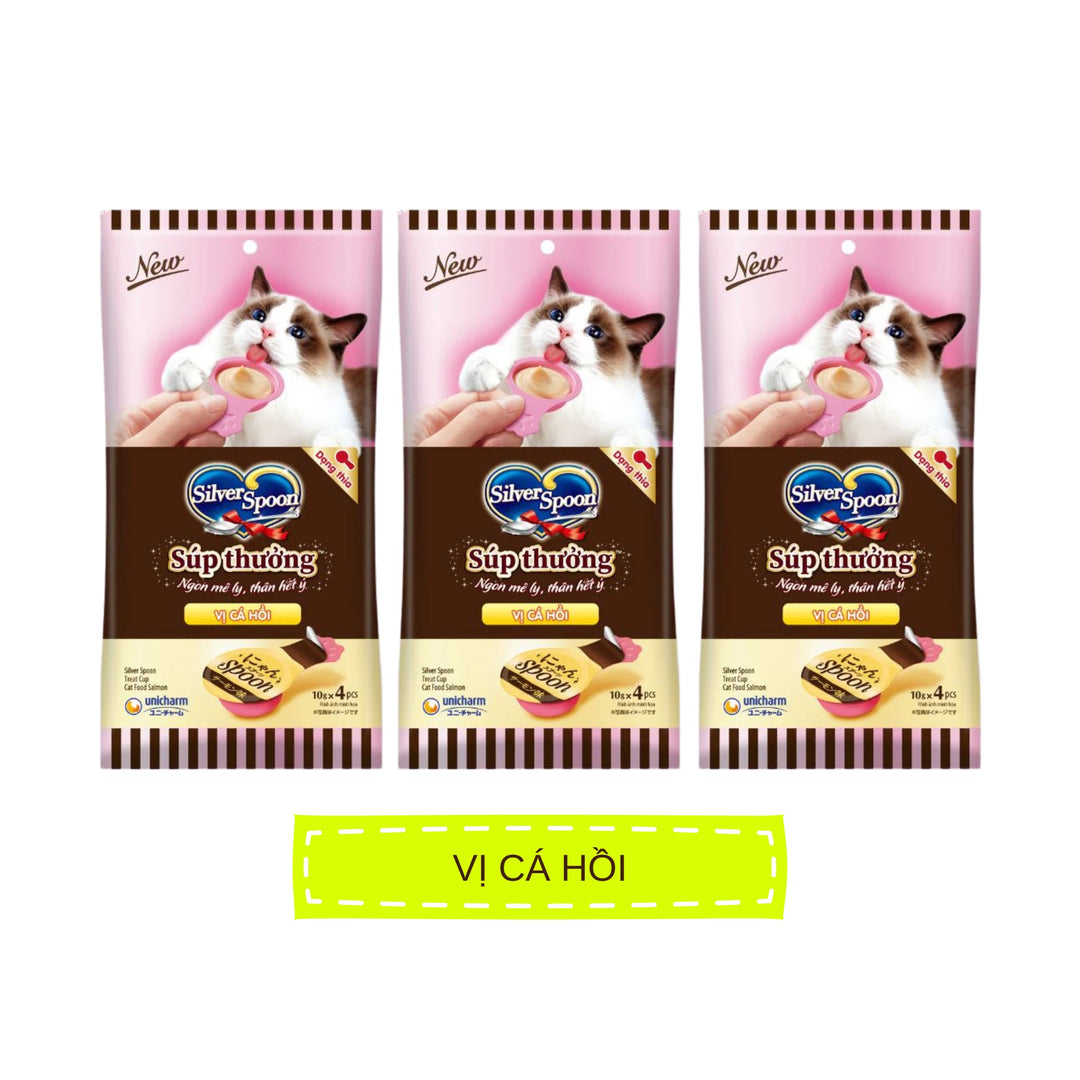 [Gói 4 Thìa] Súp Thưởng Silver Spoon Dạng Thìa Cho Mèo Mọi Lứa Tuổi, Nhiều Vị (Thìa 10g)