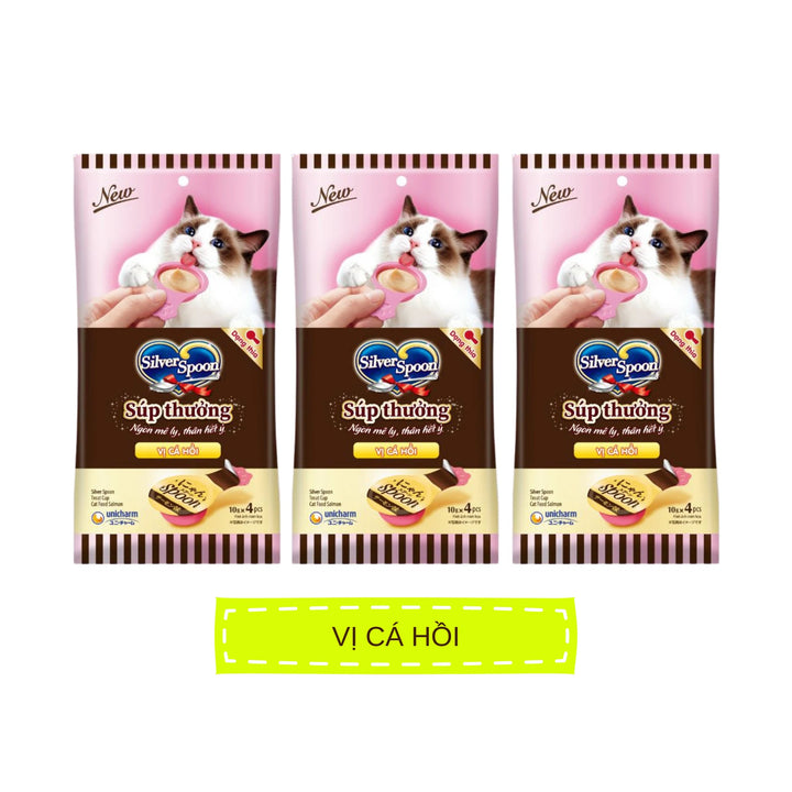 [Gói 4 Thìa] Súp Thưởng Silver Spoon Dạng Thìa Cho Mèo Mọi Lứa Tuổi, Nhiều Vị (Thìa 10g)