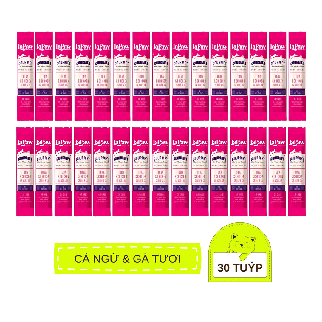 [Combo 30 - 60 Tuýp] Súp Thưởng LaPaw Gourmet Cho Mèo Mọi Lứa Tuổi, Tuýp 12g