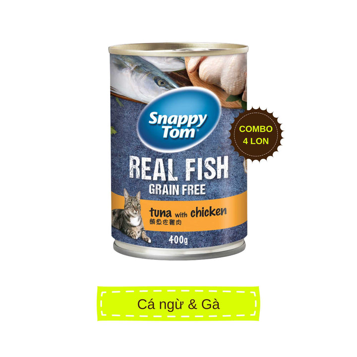Pate Snappy Tom Real Fish Mèo Lon 400G