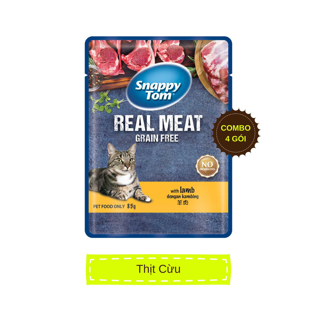 (Combo 4) Pate Snappy Tom Real Fish Mèo 85G