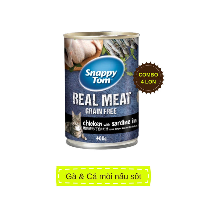 Pate Snappy Tom Real Fish Mèo Lon 400G