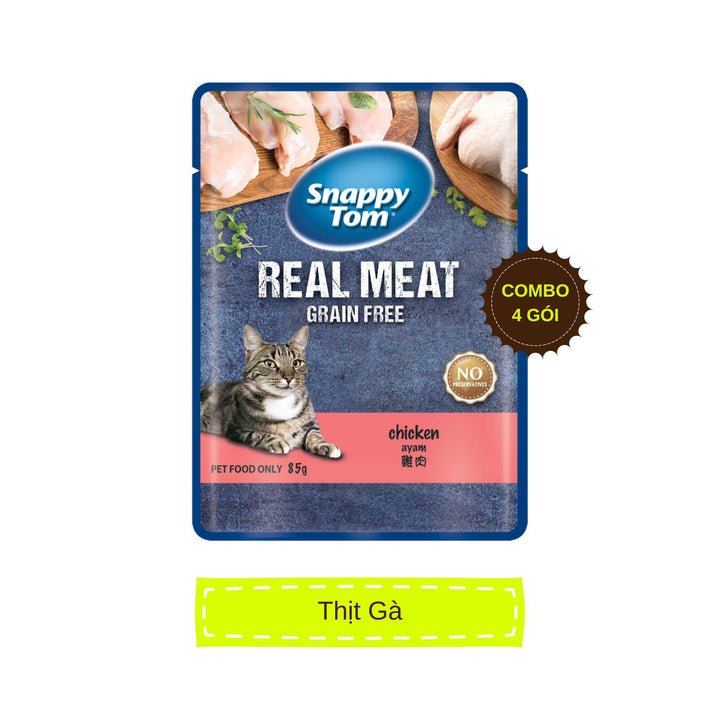 (Combo 4) Pate Snappy Tom Real Fish Mèo 85G