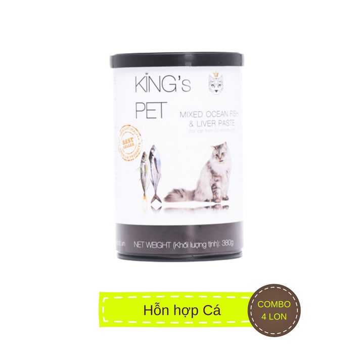 [Combo 4 lon] Pate King's Pet Chó Mèo Mọi Lứa Tuổi 380G