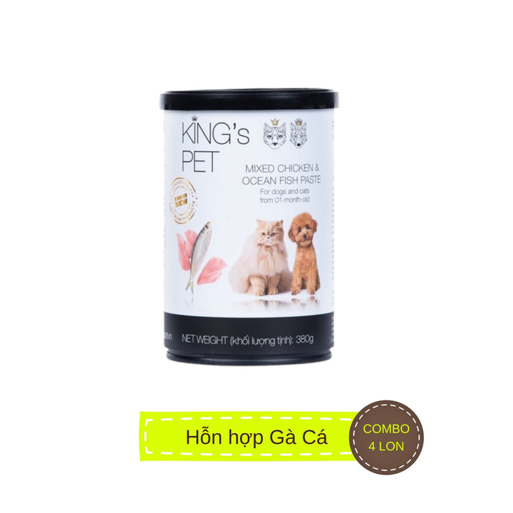 [Combo 4 lon] Pate King's Pet Chó Mèo Mọi Lứa Tuổi 380G