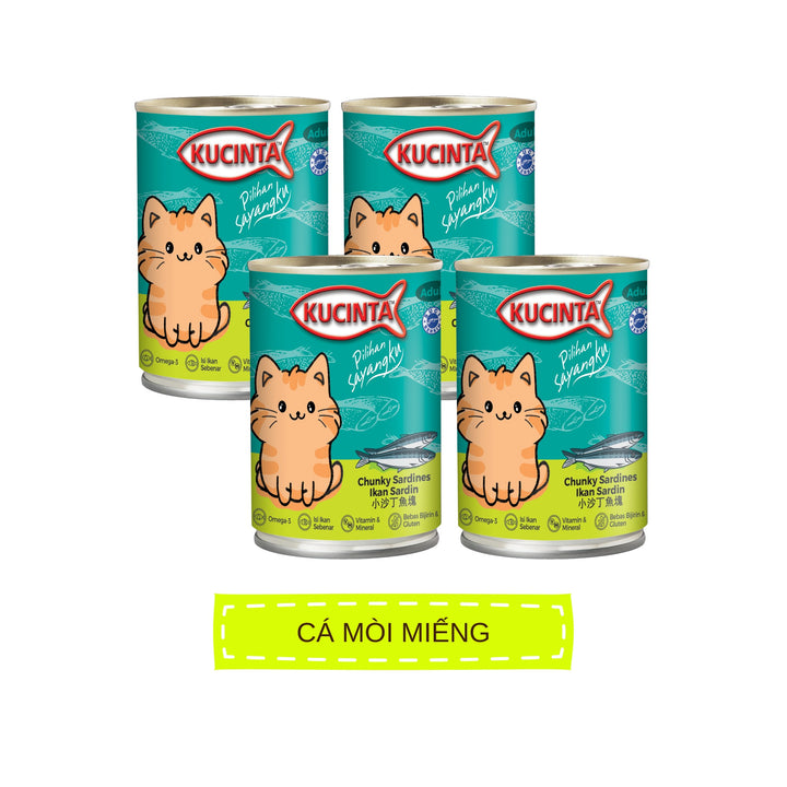 Pate Kucinta Cho Mèo Lon 400g, Thịt Cá & Hải Sản Thật, Nhiều Vị