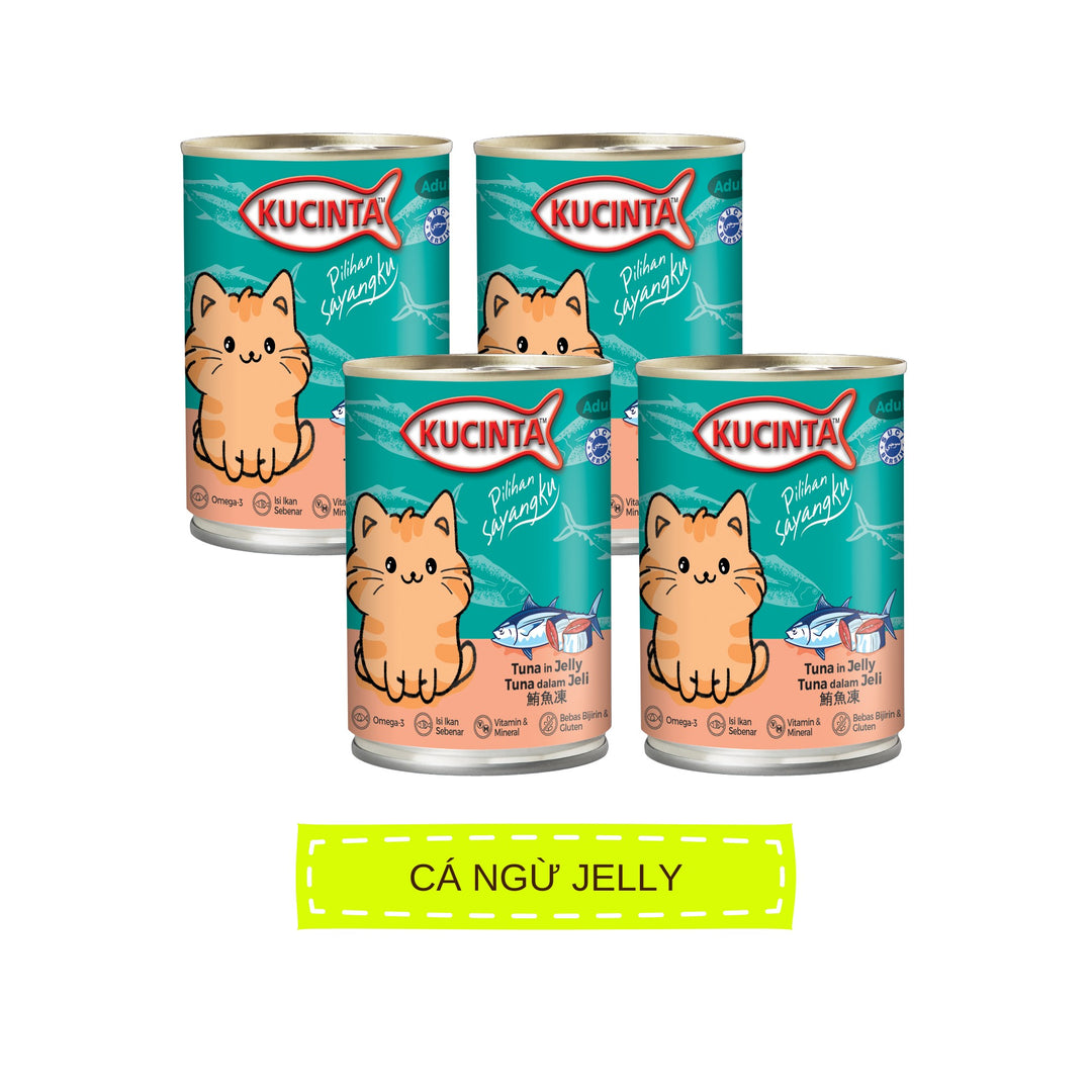 Pate Kucinta Cho Mèo Lon 400g, Thịt Cá & Hải Sản Thật, Nhiều Vị