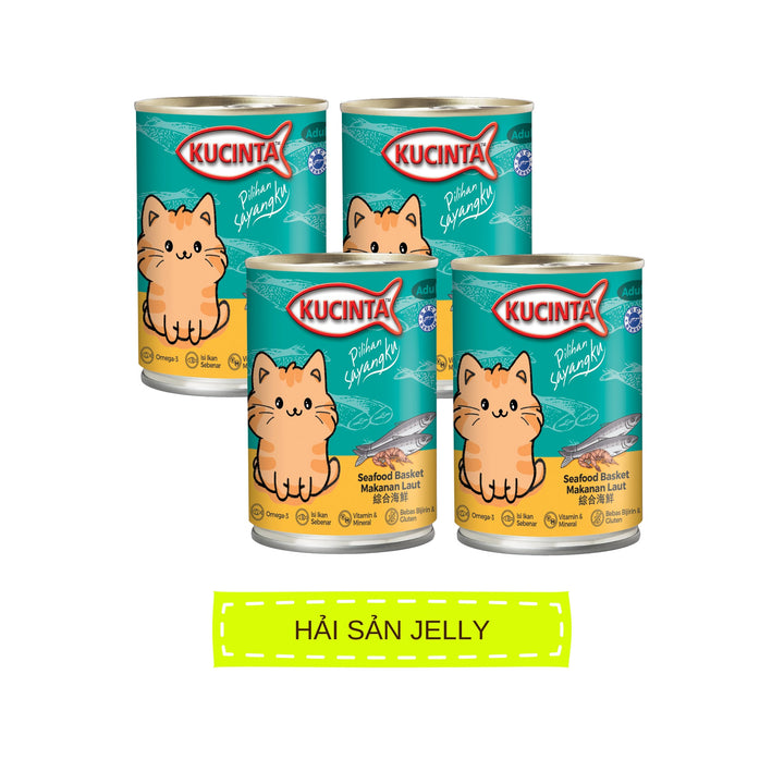 Pate Kucinta Cho Mèo Lon 400g, Thịt Cá & Hải Sản Thật, Nhiều Vị