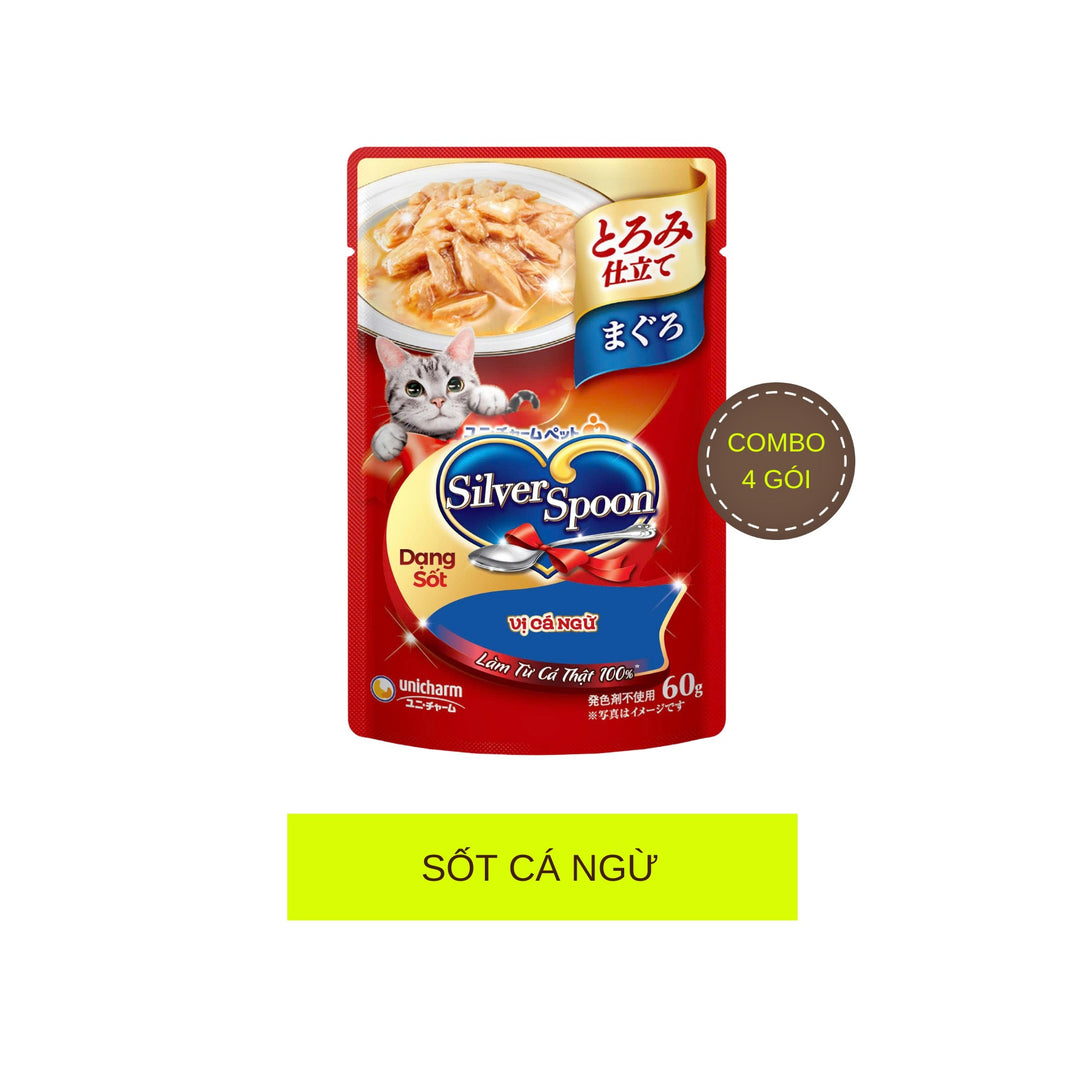 Pate Mèo Silver Spoon Dạng Sốt/Dạng Thạch/Vị Tự Nhiên Đặc Biệt, Gói 60g